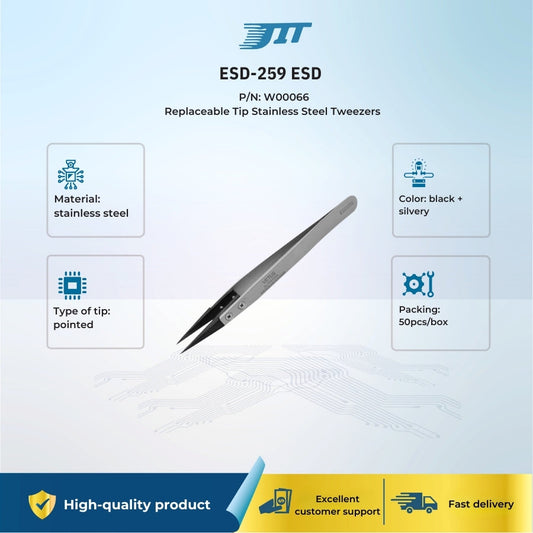 ESD-259 ESD Replaceable Tip Stainless Steel Tweezers JIT INDUSTRIAL ASIA
